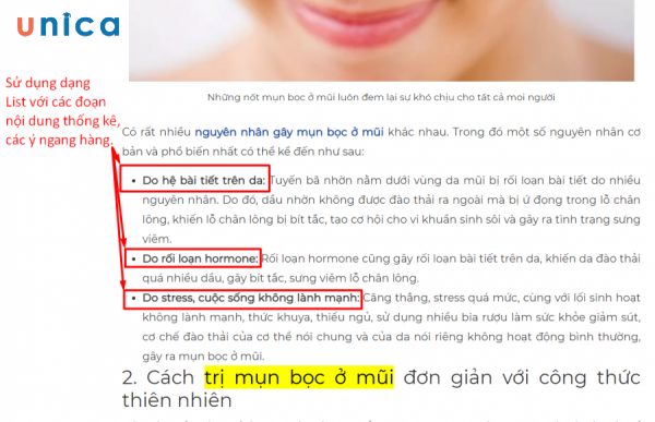 Đoạn nội dung về cách trị mụn