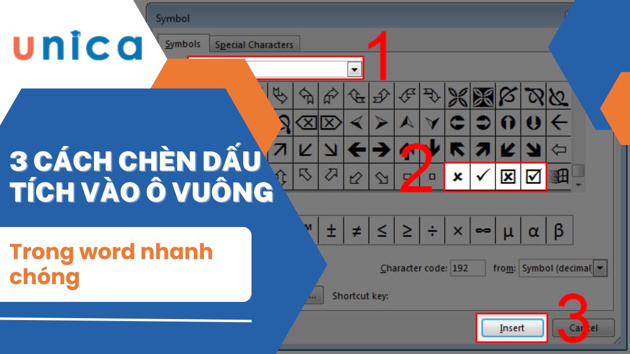 Cách chèn dấu tích vào ô vuông trong word siêu dễ