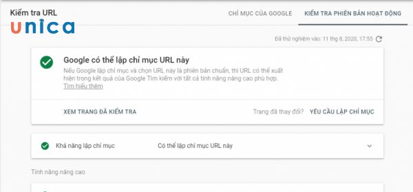 URL đã được Google index