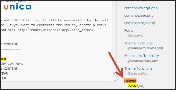 Dán đoạn code vào phần header