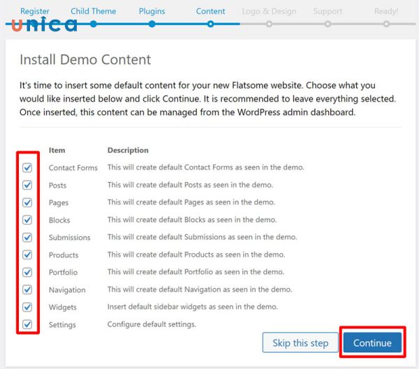 Insert các bản Demo mẫu