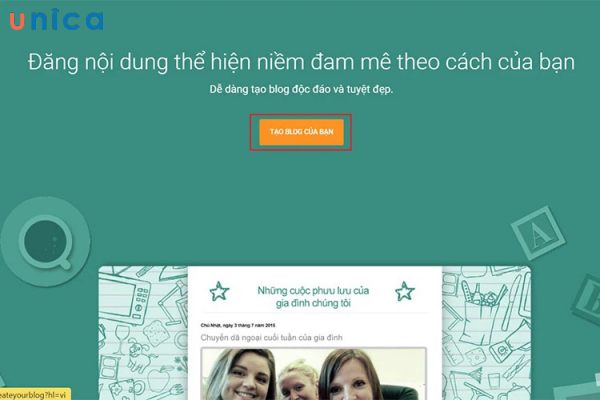 Chọn mục Tạo blog của bạn