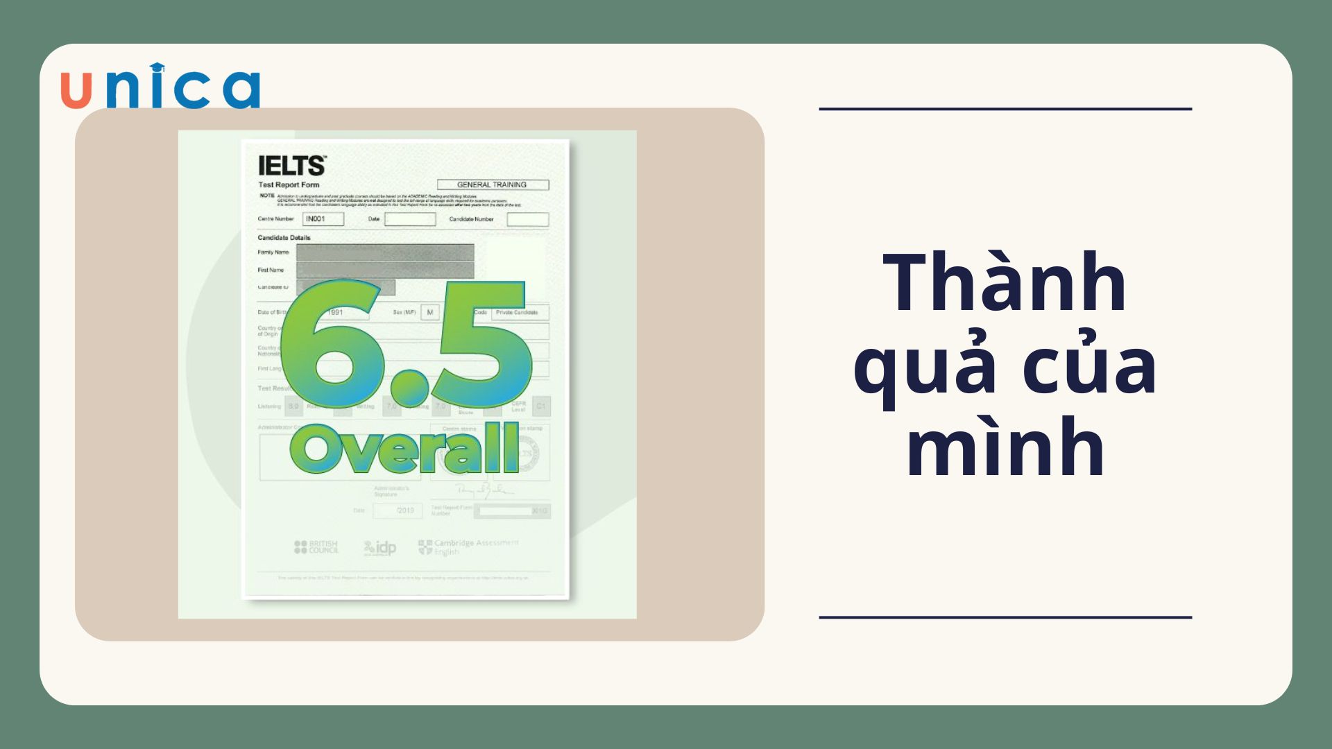 Mình đạt được 6.5 ielts