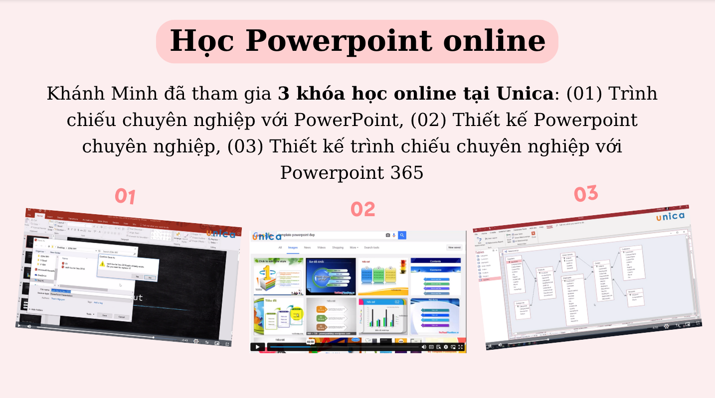 Những khóa học giúp kỹ năng thiết kế slide của Khánh Minh được cải thiện rõ rệt