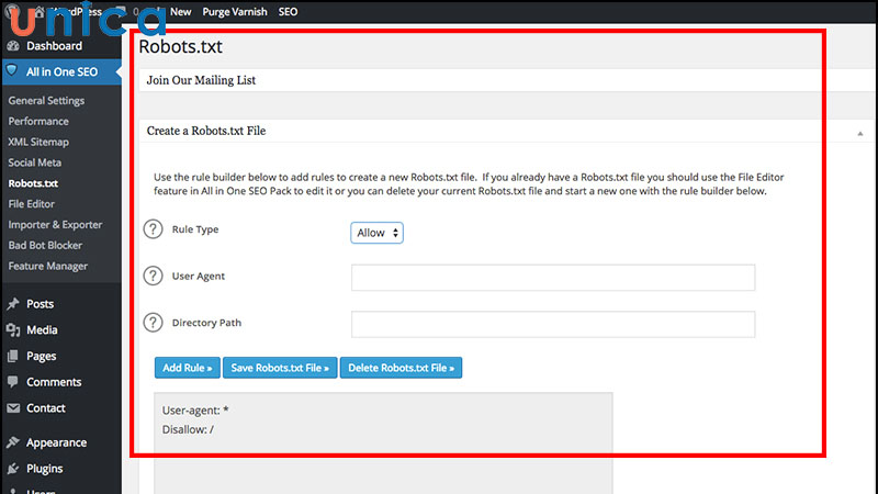 Thao tác tạo file robots.txt WordPress