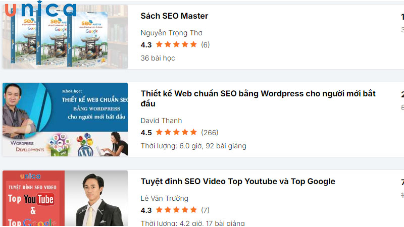 Khoá học SEO tại Unica.vn - khoá học uy tín số 1