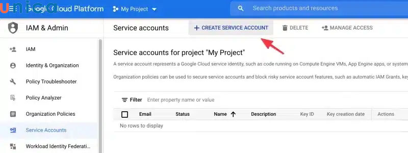 Chọn Create Service Accoun