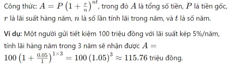 Công thức và ví dụ về lãi suất kép