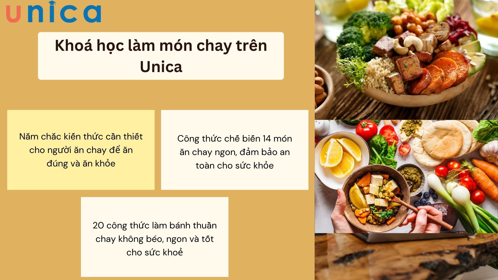Khoá học làm món ăn chay trên Unica
