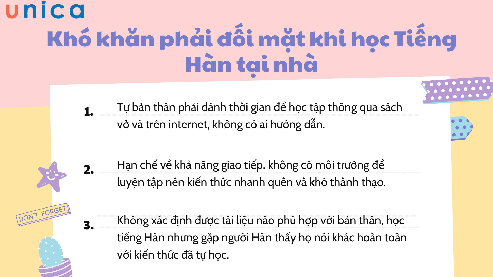 Khó khăn trong hành trình tự học Tiếng Hàn