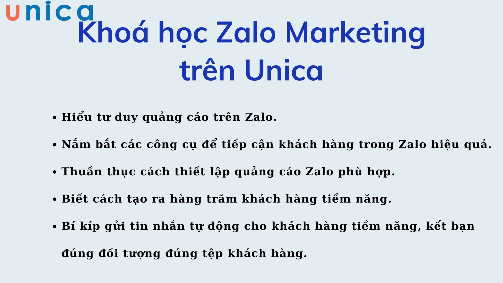 Lợi ích khi học khoá Zalo Marketing trên Unica