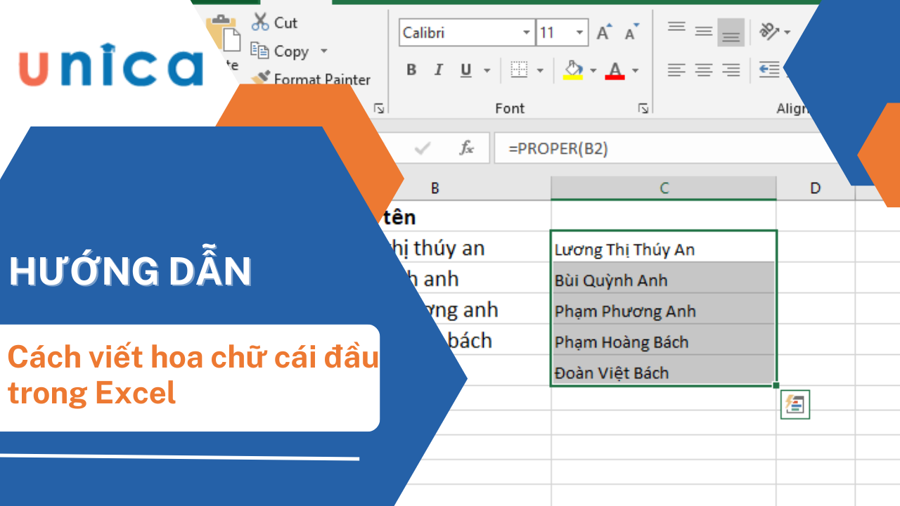 6 cách viết hoa chữ cái đầu trong Excel đầy đủ chi tiết nhất