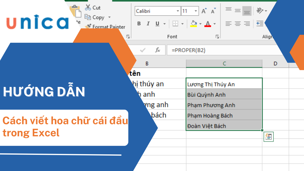 6 Cách viết hoa chữ cái đầu trong Excel đầy đủ chi tiết nhất