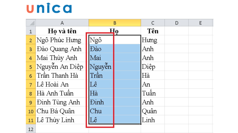 Sau khi thực hiện các bước, kết quả thu về được là