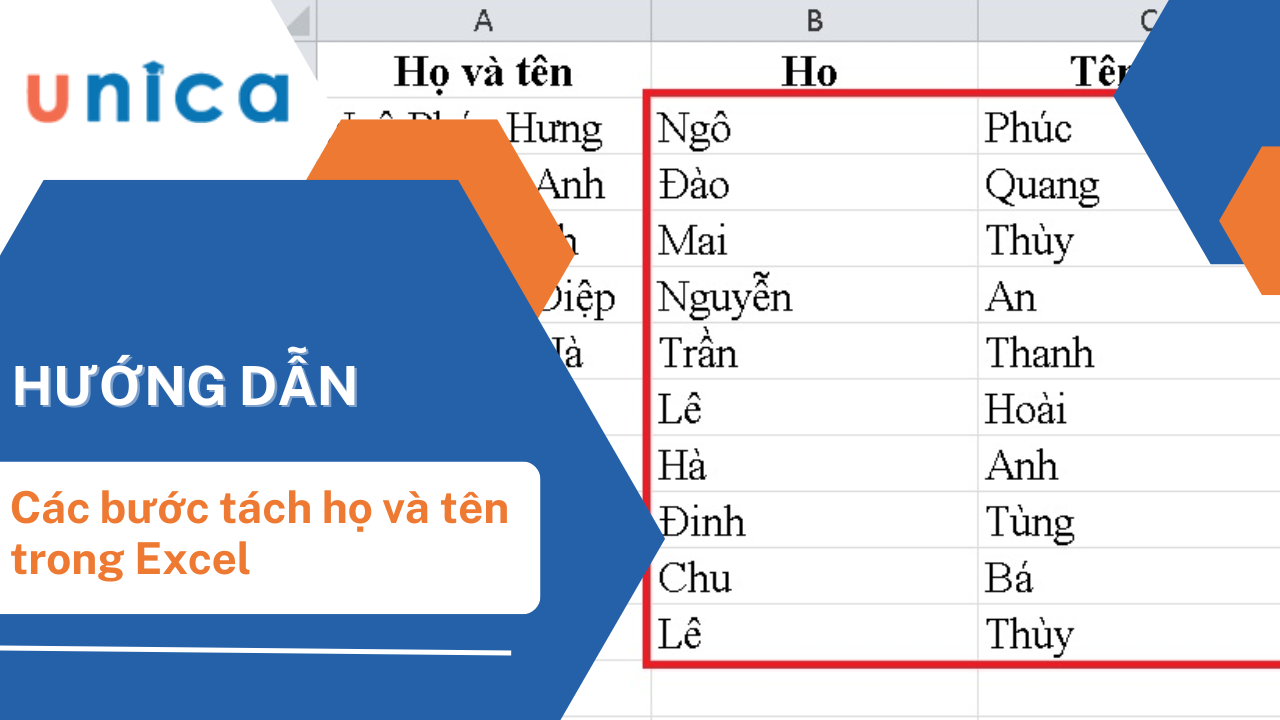 4 Cách tách họ và tên thành cột riêng trong excel chi tiết nhất