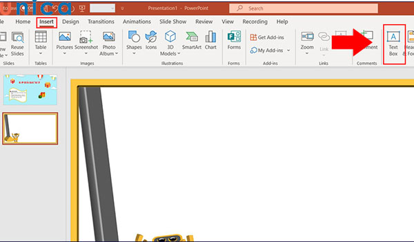 Chọn textbox để viết chữ
