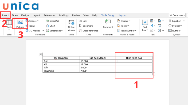 Hướng dẫn chèn ảnh vào bảng trong Word