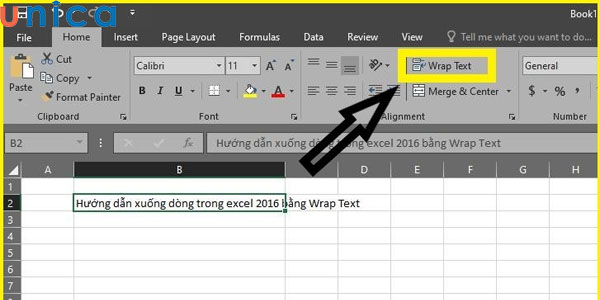 chọn Wrap Text trong Alignment