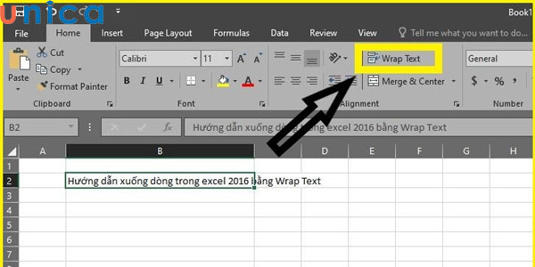 chọn Wrap Text trong Alignment