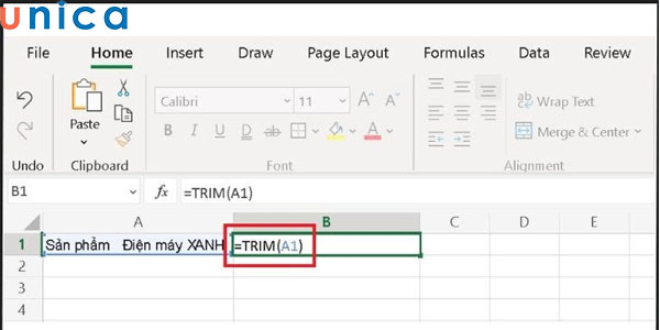 Sử dụng hàm TRIM để xoá khoảng trống