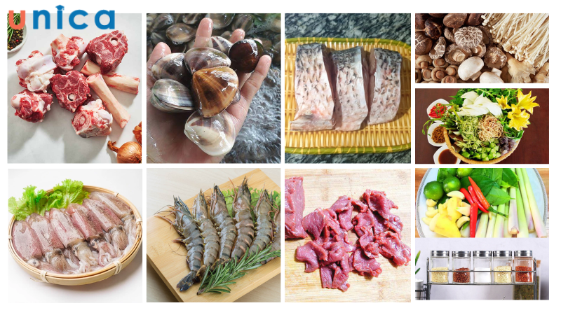 Nguyên liệu nấu nước lẩu hải sản chua cay