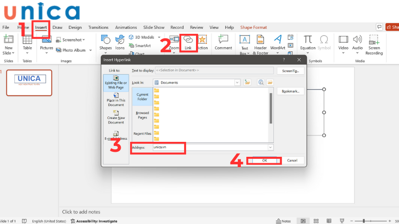 Các bước để chèn link vào khung