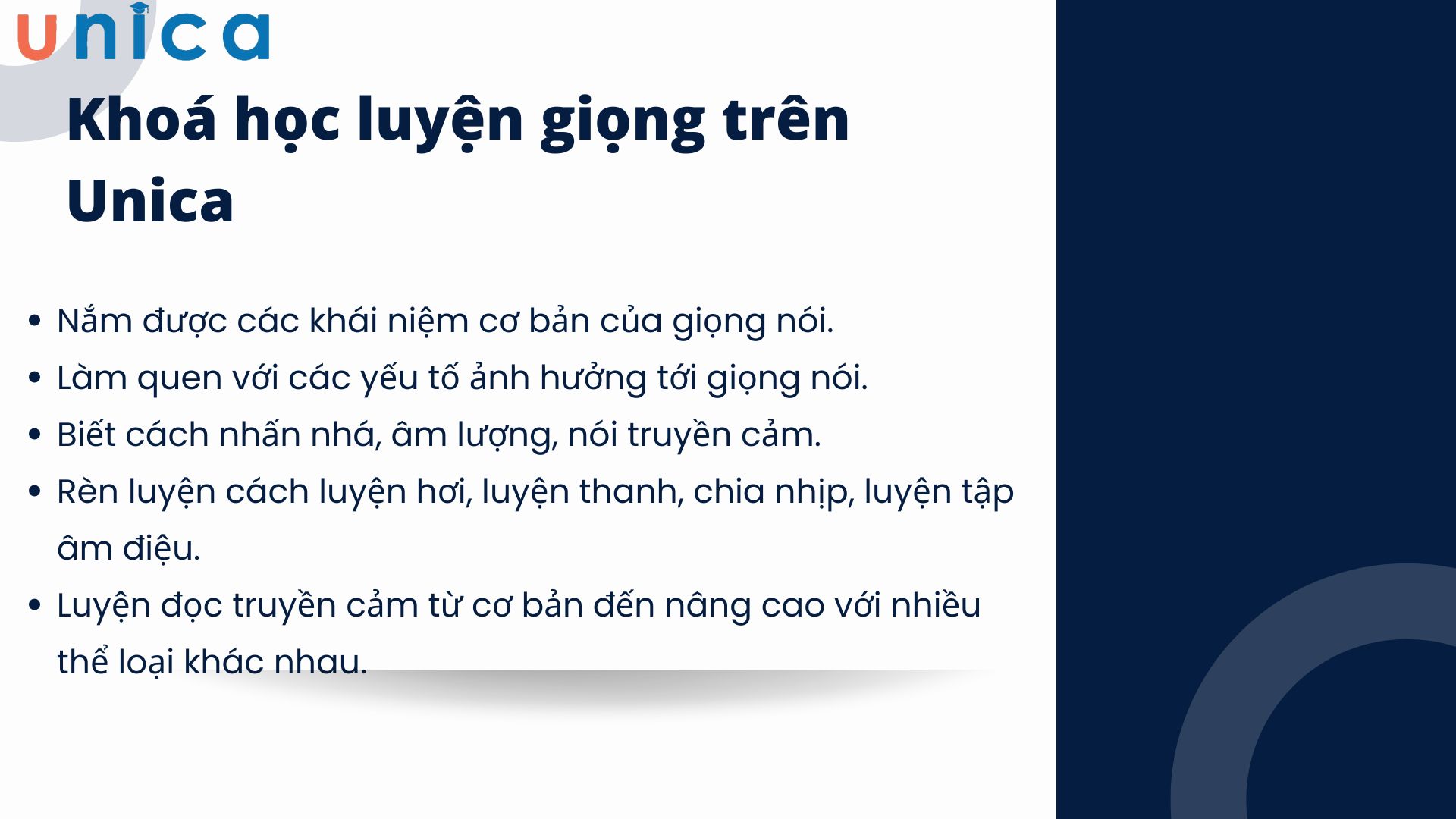 Khoá học luyện giọng trên Unica