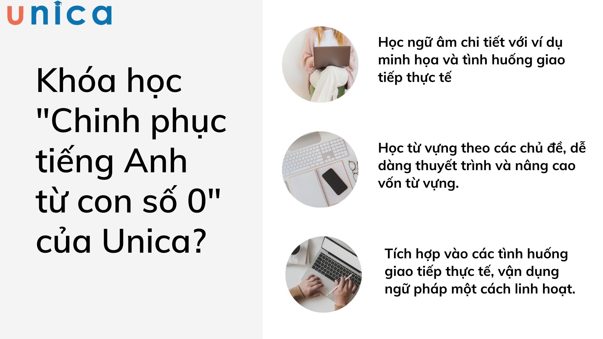 Khoá học chinh phục tiếng anh trên Unica