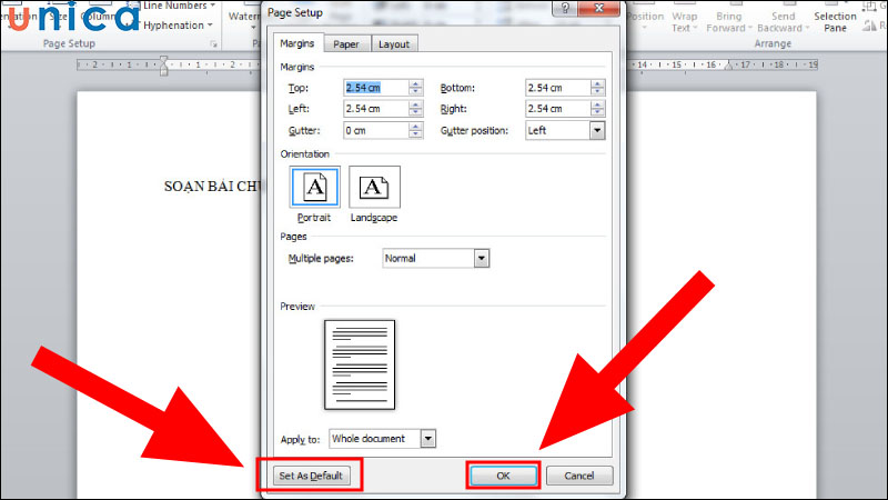 Nhấn OK hoặc nhấn Set As Default để lưu mặc định