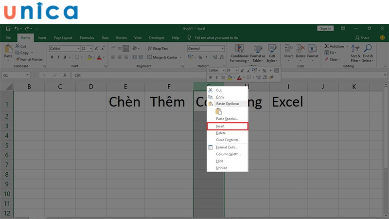 Hướng dẫn cách thêm cột trong Excel ở vị trí bất kỳ