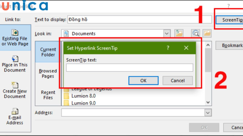 Đặt tên bạn muốn hiện ở mục ScreenTip