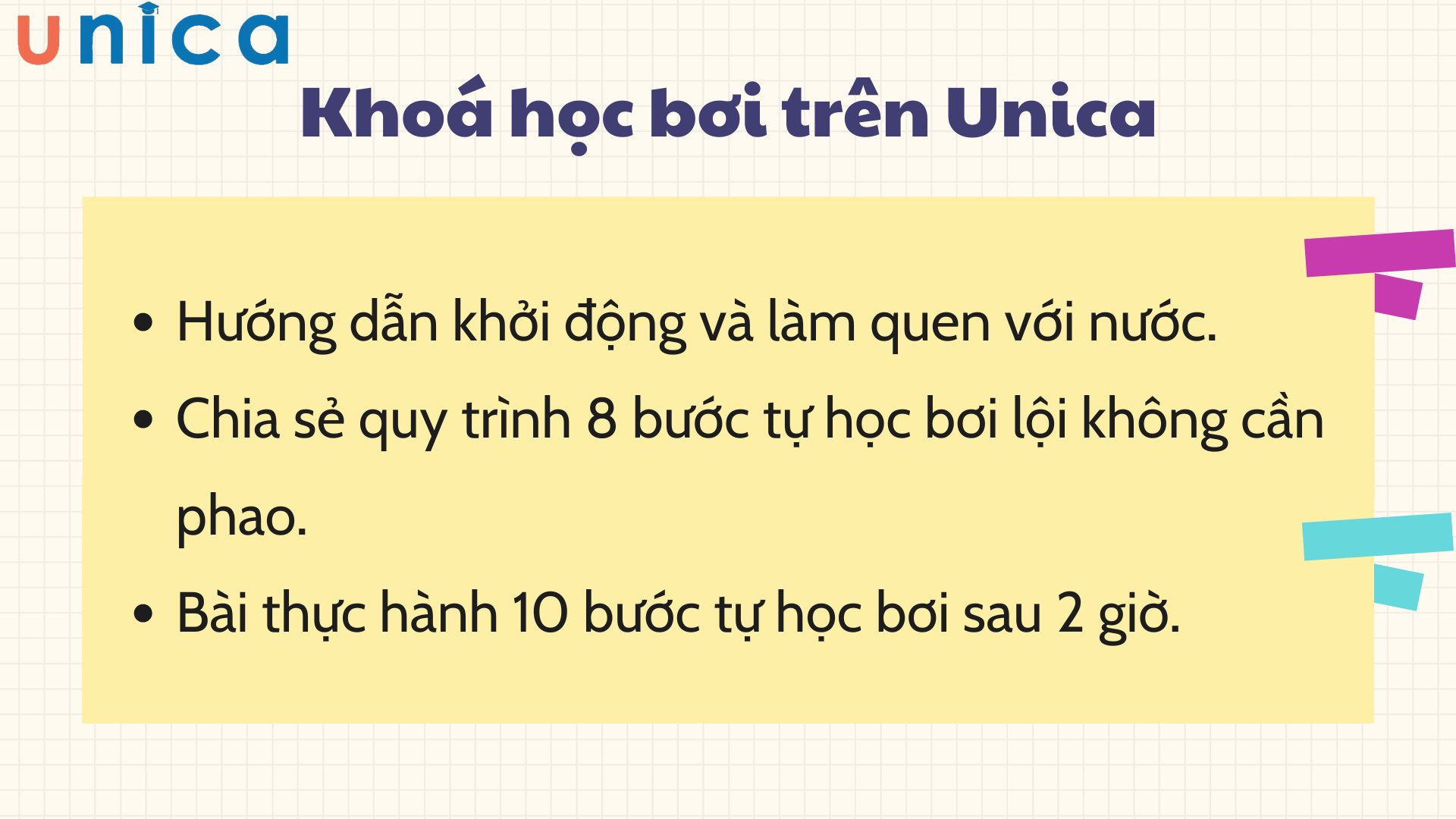 Những điều học được khi tham gia khoá học bơi online trên Unica