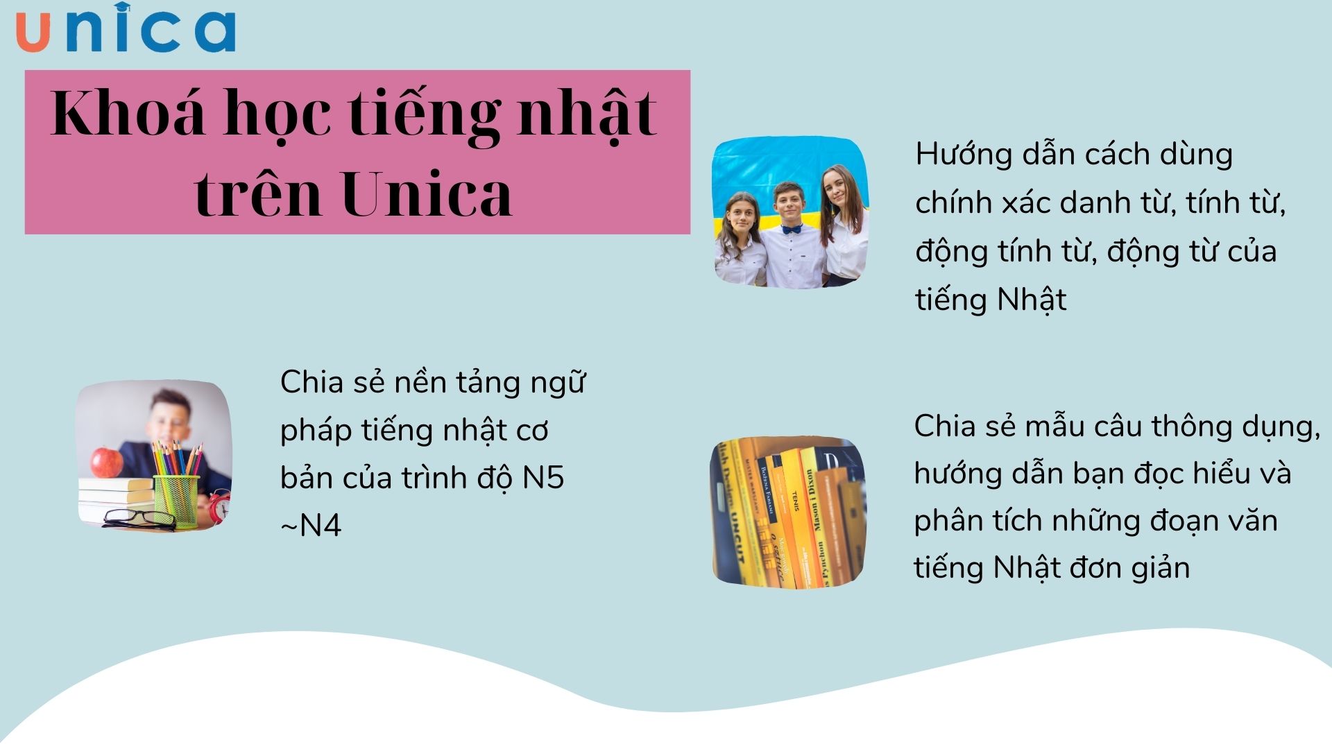 Khoá học tiếng nhật trên Unica