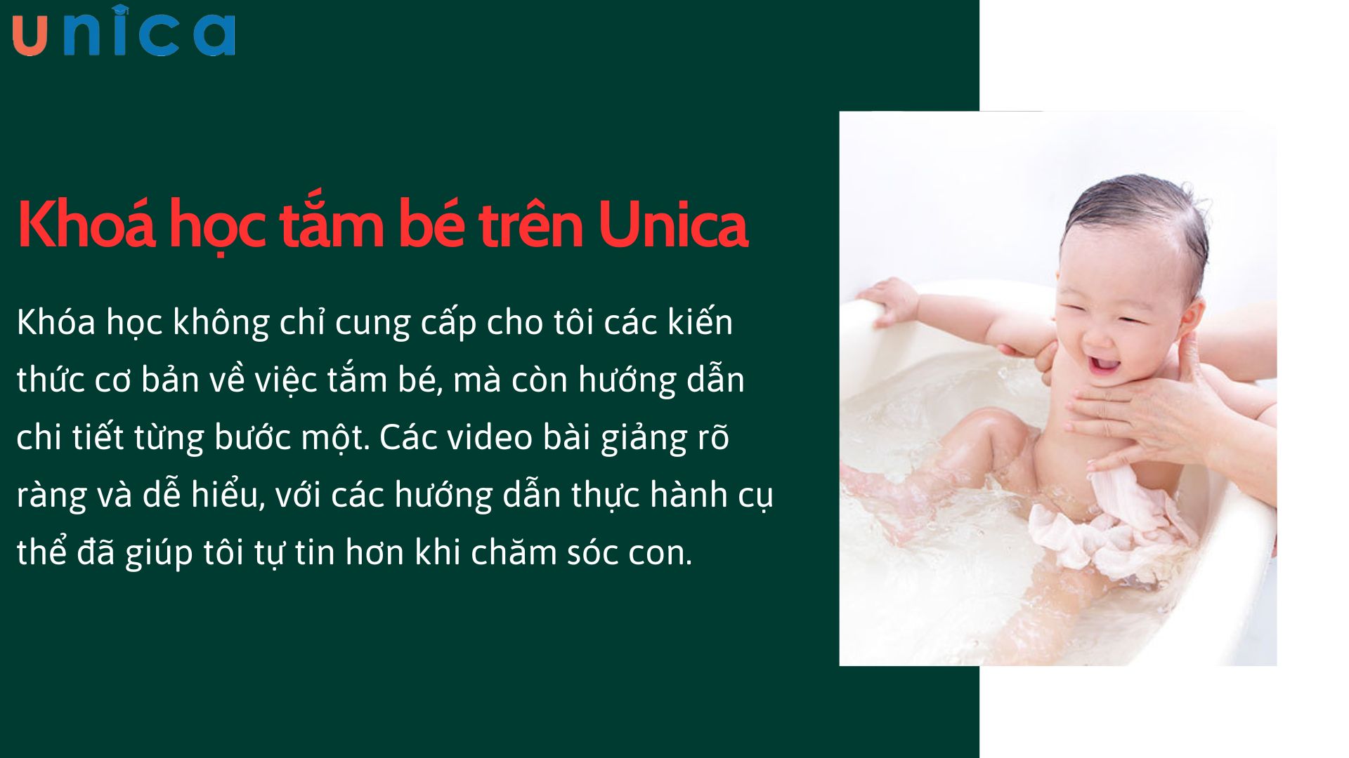 Nắm được kỹ năng tắm cho bé nhờ khoá học trên Unica