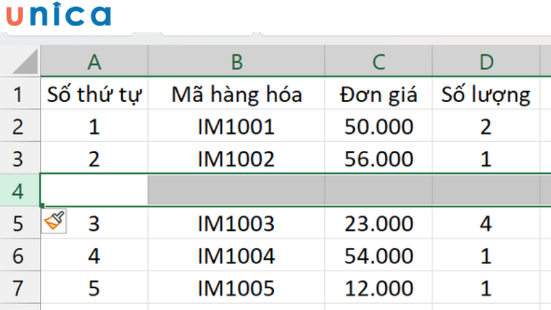 Kết quả thu được sau khi chèn