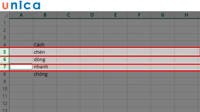 Xuất hiện hộp thoại Insert lựa chọn cách thêm dòng trong Excel