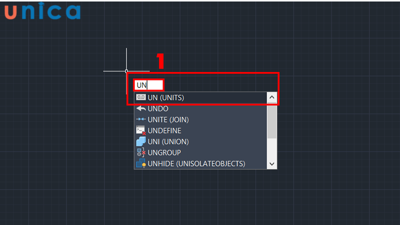 Trên giao diện của Autocad bạn chọn 1 điểm bất kỳ rồi nhập lệnh UN 