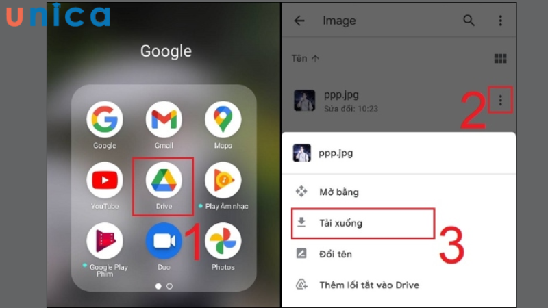 Cách tải file trên Google Drive trên điện thoại Android