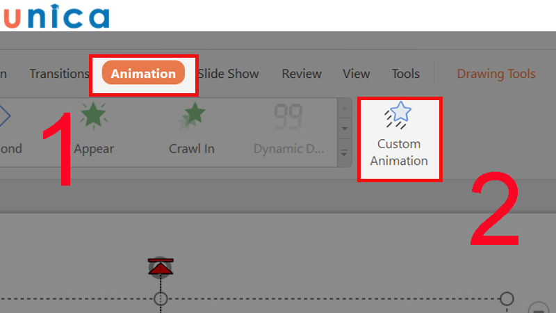 Tiến hành chọn Custom Animation