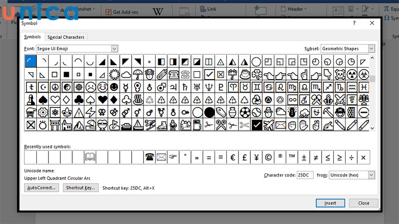 Một vài ký tự trong font ký tự Seogoe UI Emoji