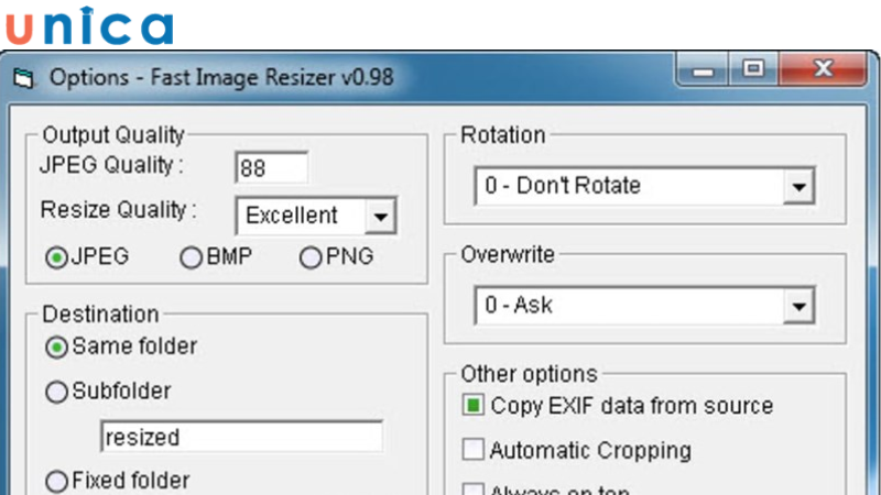 Phần mềm Fast Image Resizer