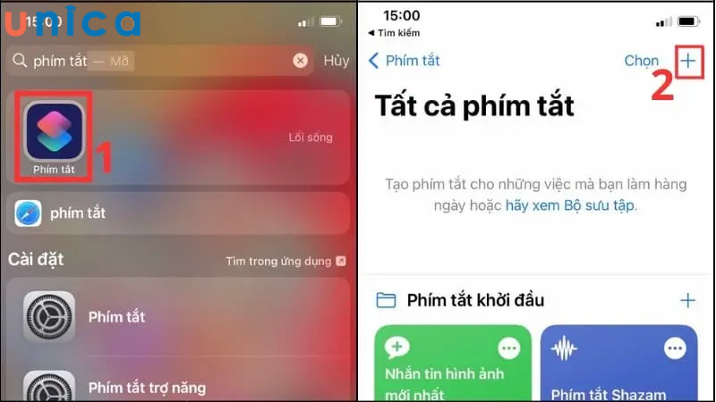 Truy cập vào ứng dụng Phím tắt trên iPhone