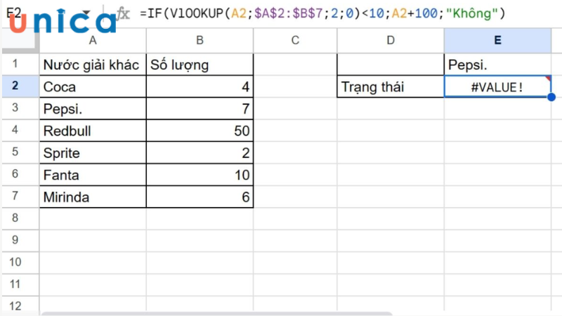 Lỗi #VALUE! trong khi kết hợp hàm If và hàm VLOOKUP