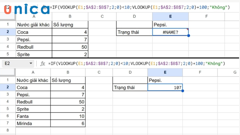 Cách khắc phục lỗi #NAME? trong khi kết hợp hàm If và hàm VLOOKUP