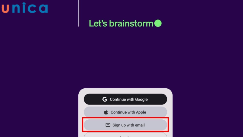 Chọn Sign up with email