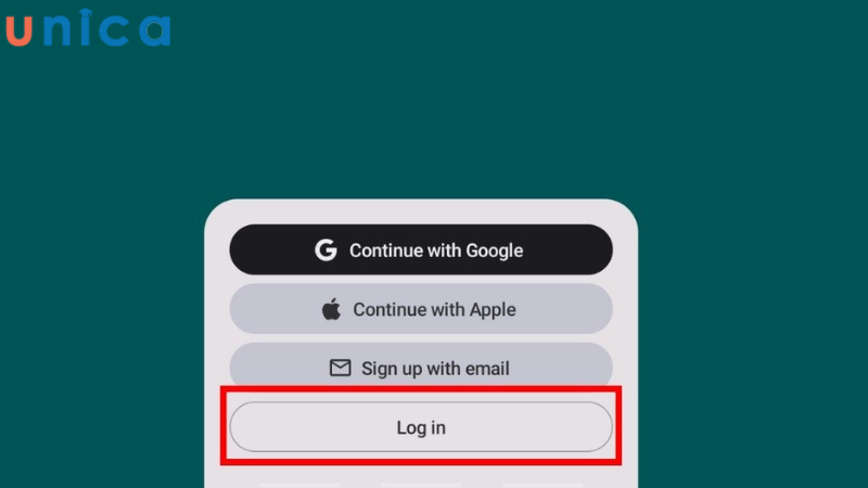 Chọn Log in trên điện thoại