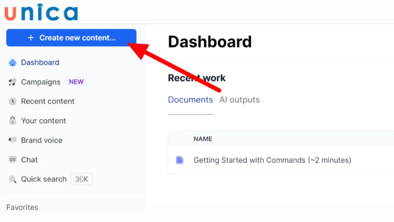 Chọn Create new content