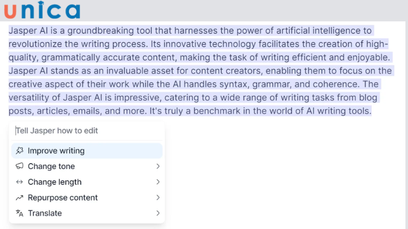 Yêu cầu Jasper chỉnh sửa đoạn văn