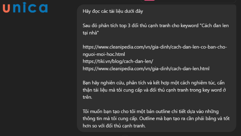 Sử dụng mẫu prompt sau để hướng dẫn AI làm việc