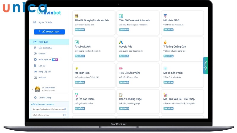 Ứng dụng LovinBot SEO Writer AI để viết content SEO